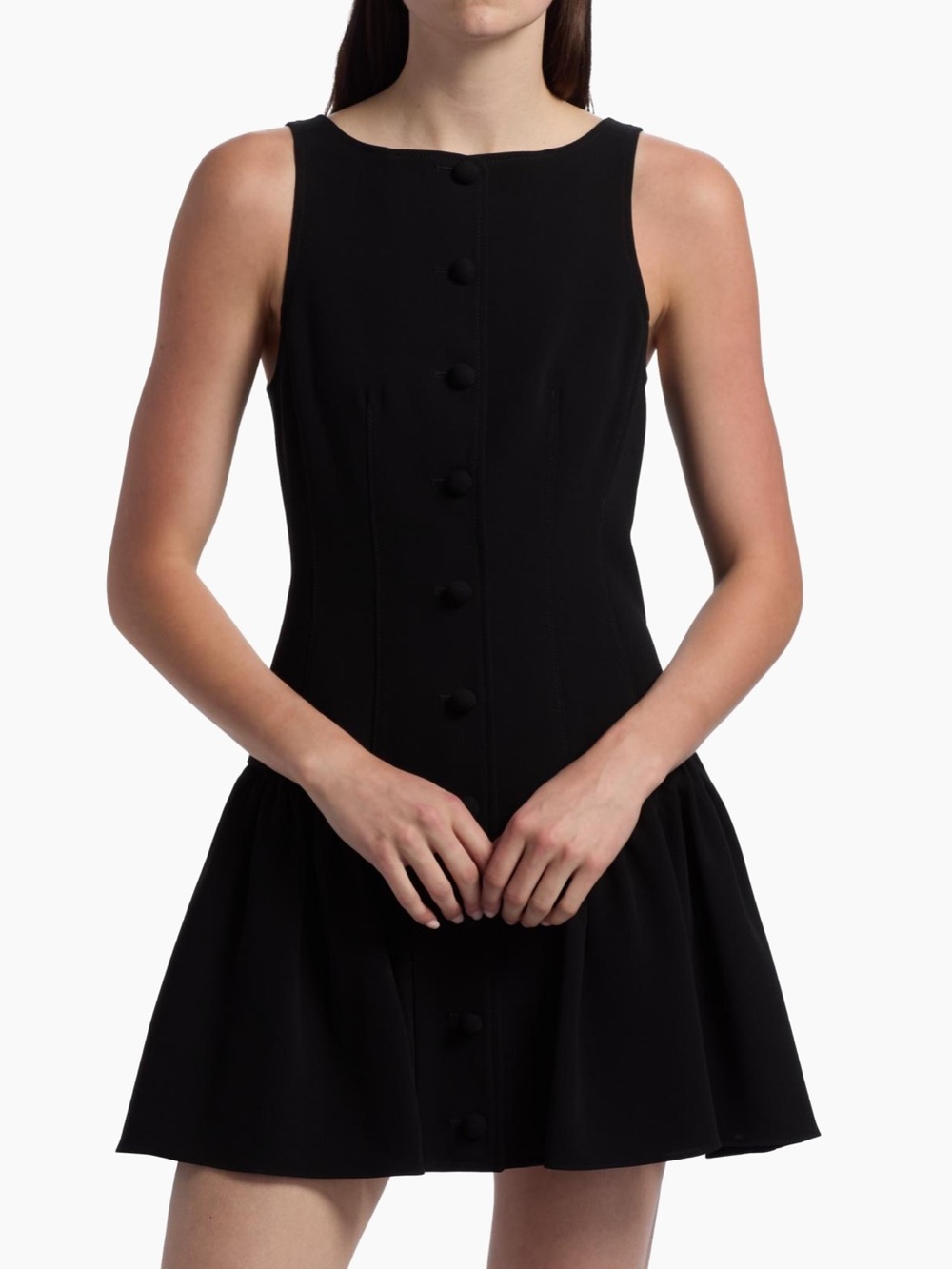 Cinq a Sept Black Royce button-front ruffled dress